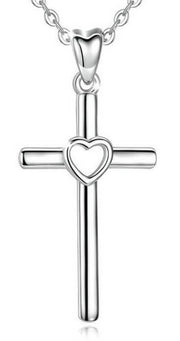 Collana del cuore Croce Massive argento 925