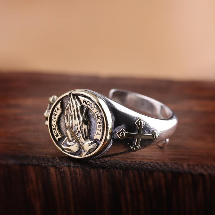 925 anello religioso d'argento