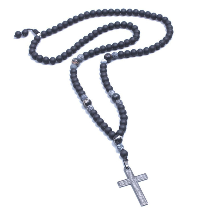 Collana di rosario di pietra onice