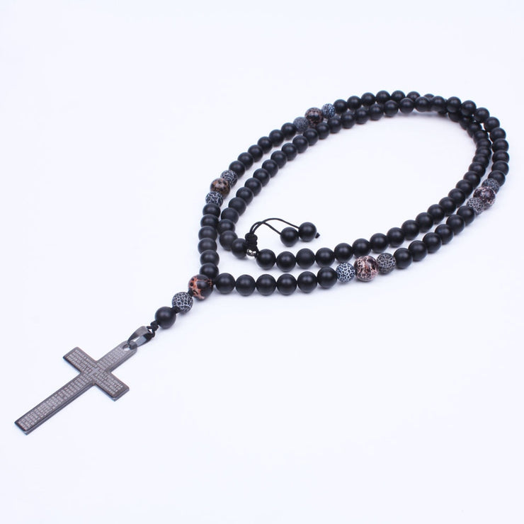Collana di rosario di pietra onice